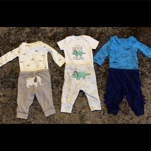 Carters 3 matching body suits and pant sets
